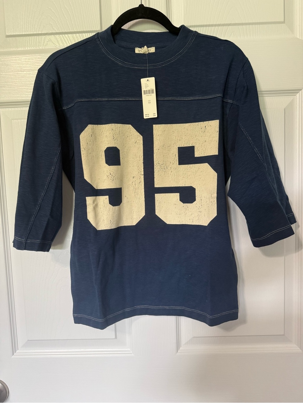 Pilcro Navy Blue Varsity Tee with White '95' Graphic - Picture 4 of 7